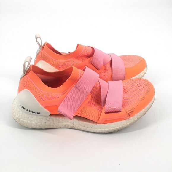 $250 Stella McCartney Ultraboost X Orange Glow Athletic Sneakers 7 Womens Neon - Picture 1 of 7